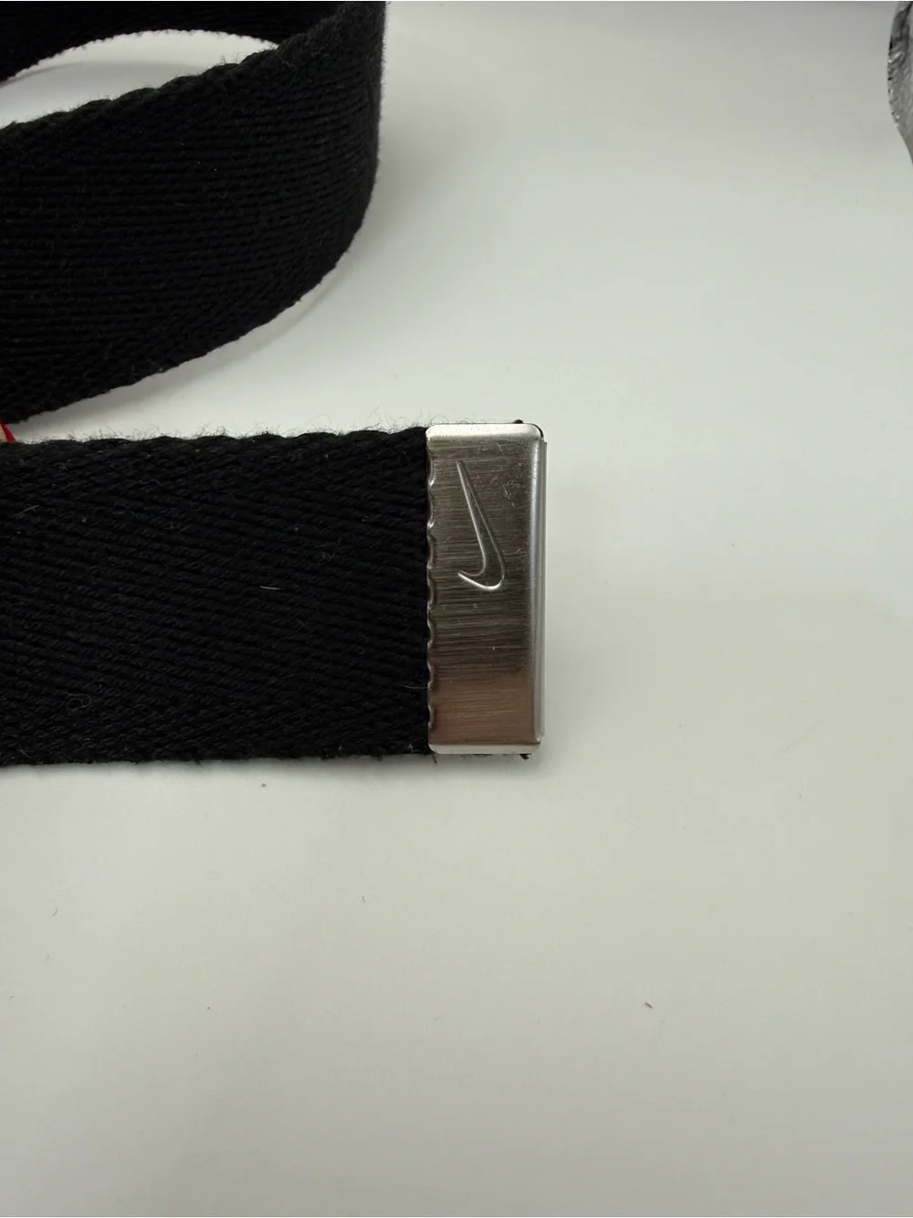 Nike Black Web Belt Silver Swoosh Plaque Buckle Adjustable One Size DS5022